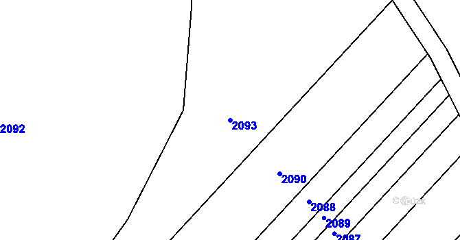 Parcela st. 2093 v KÚ Drnovice u Vyškova, Katastrální mapa