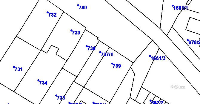 Parcela st. 737/1 v KÚ Drnovice u Vyškova, Katastrální mapa