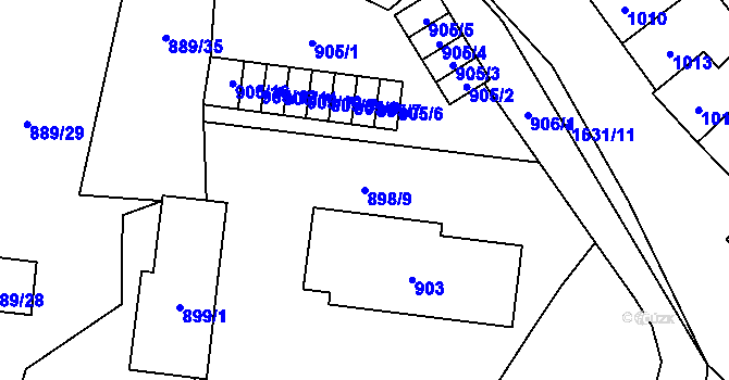 Parcela st. 898/9 v KÚ Drnovice u Vyškova, Katastrální mapa