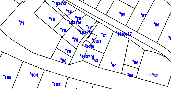 Parcela st. 82/5 v KÚ Drnovice u Vyškova, Katastrální mapa