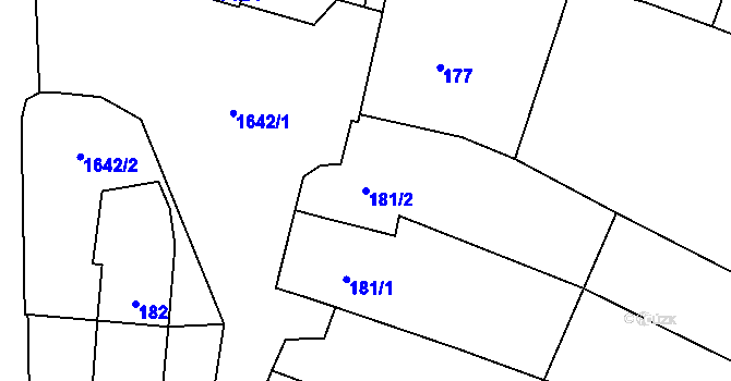 Parcela st. 181/2 v KÚ Drnovice u Vyškova, Katastrální mapa
