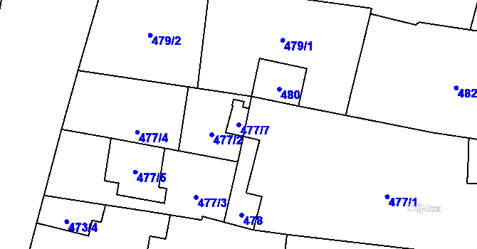 Parcela st. 477/7 v KÚ Drnovice u Vyškova, Katastrální mapa