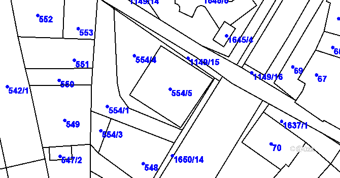 Parcela st. 554/5 v KÚ Drnovice u Vyškova, Katastrální mapa
