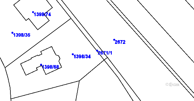 Parcela st. 2671/1 v KÚ Drnovice u Vyškova, Katastrální mapa