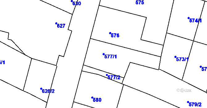 Parcela st. 577/1 v KÚ Drnovice u Vyškova, Katastrální mapa