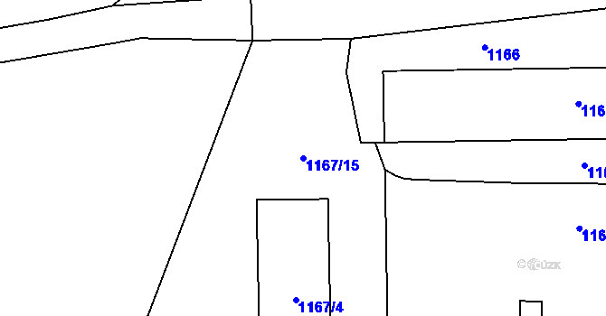 Parcela st. 1167/15 v KÚ Drnovice u Vyškova, Katastrální mapa