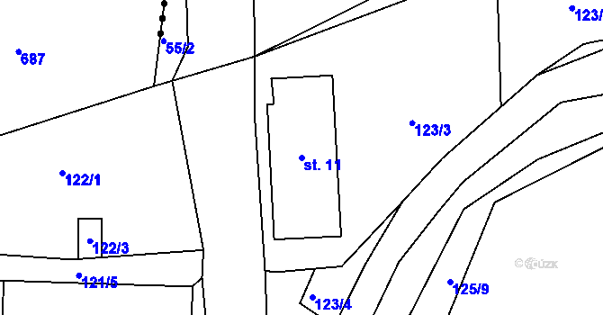 Parcela st. 11 v KÚ Černíkov u Strakonic, Katastrální mapa