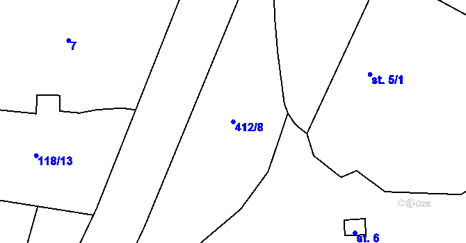 Parcela st. 412/8 v KÚ Černíkov u Strakonic, Katastrální mapa