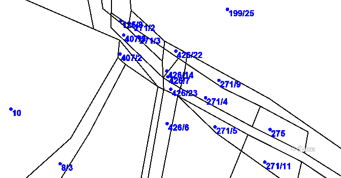 Parcela st. 426/23 v KÚ Černíkov u Strakonic, Katastrální mapa