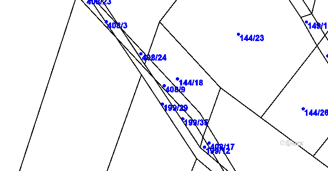 Parcela st. 408/9 v KÚ Černíkov u Strakonic, Katastrální mapa