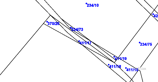 Parcela st. 411/17 v KÚ Černíkov u Strakonic, Katastrální mapa