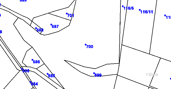Parcela st. 700 v KÚ Černíkov u Strakonic, Katastrální mapa