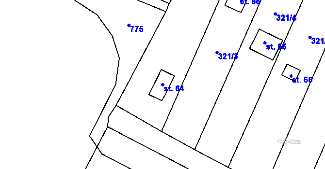 Parcela st. 64 v KÚ Droužetice, Katastrální mapa