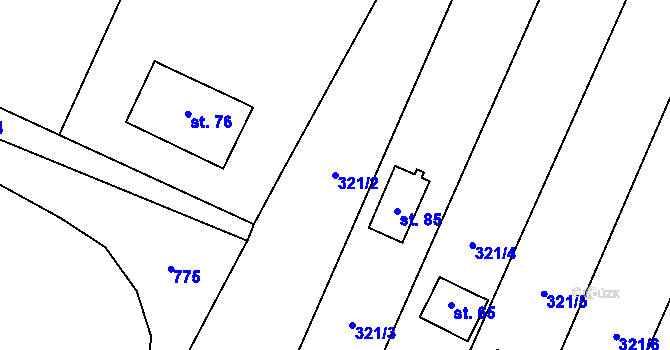 Parcela st. 321/2 v KÚ Droužetice, Katastrální mapa