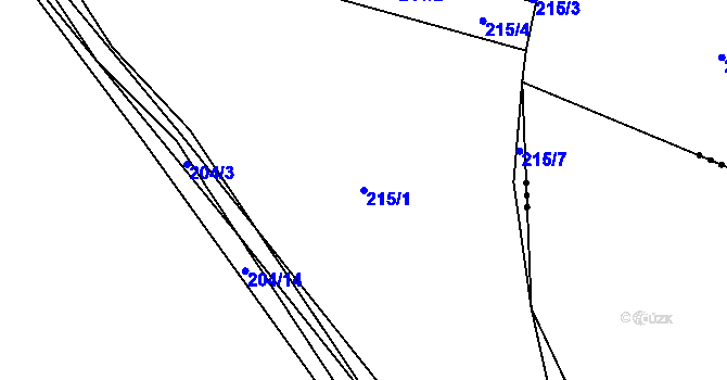 Parcela st. 215/1 v KÚ Droužetice, Katastrální mapa