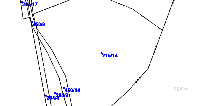 Parcela st. 215/14 v KÚ Droužetice, Katastrální mapa