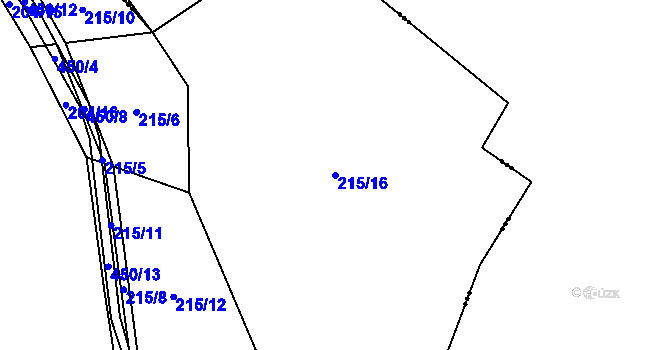Parcela st. 215/16 v KÚ Droužetice, Katastrální mapa