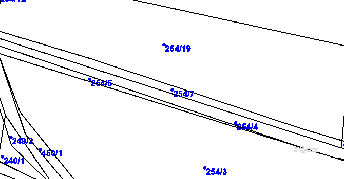 Parcela st. 254/7 v KÚ Droužetice, Katastrální mapa