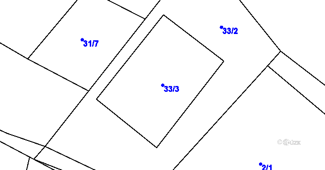 Parcela st. 33/3 v KÚ Podolí u Strakonic, Katastrální mapa