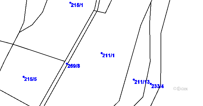 Parcela st. 211/1 v KÚ Podolí u Strakonic, Katastrální mapa