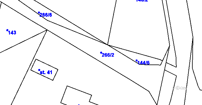 Parcela st. 266/2 v KÚ Podolí u Strakonic, Katastrální mapa