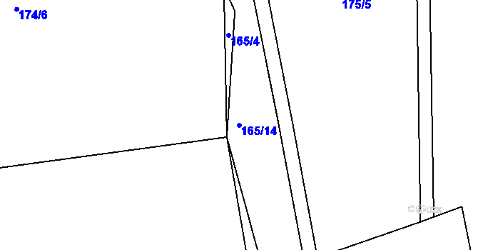 Parcela st. 165/14 v KÚ Podolí u Strakonic, Katastrální mapa