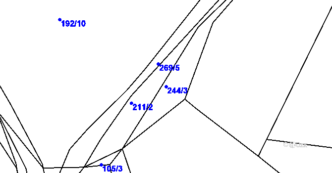 Parcela st. 244/3 v KÚ Podolí u Strakonic, Katastrální mapa