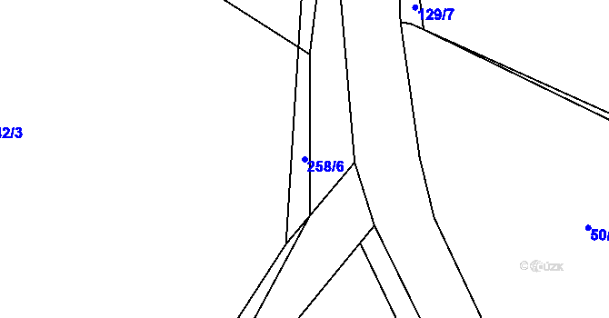 Parcela st. 258/6 v KÚ Podolí u Strakonic, Katastrální mapa