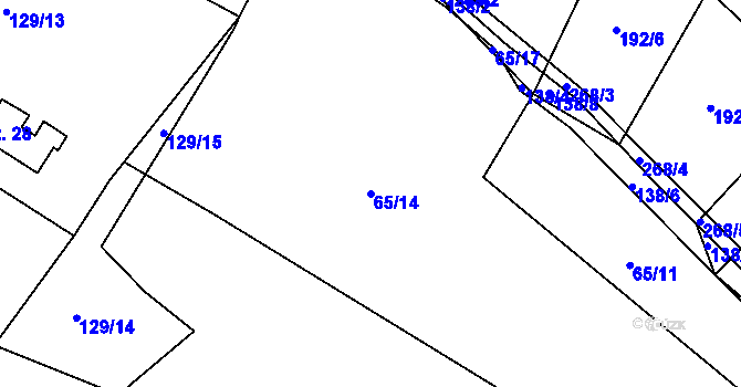 Parcela st. 65/14 v KÚ Podolí u Strakonic, Katastrální mapa