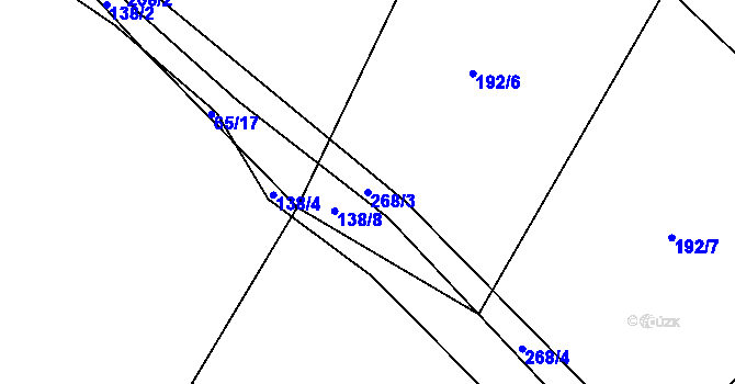 Parcela st. 268/3 v KÚ Podolí u Strakonic, Katastrální mapa