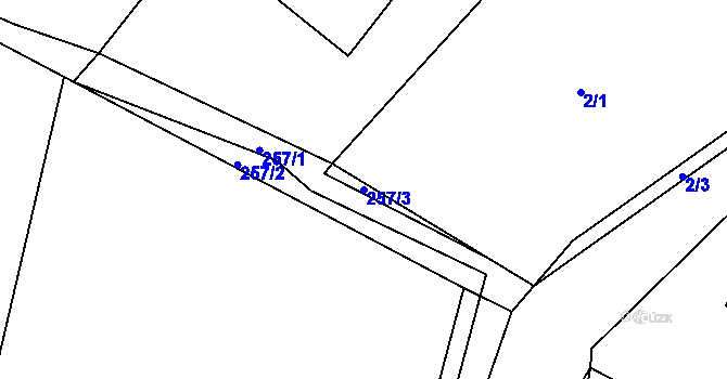 Parcela st. 257/3 v KÚ Podolí u Strakonic, Katastrální mapa