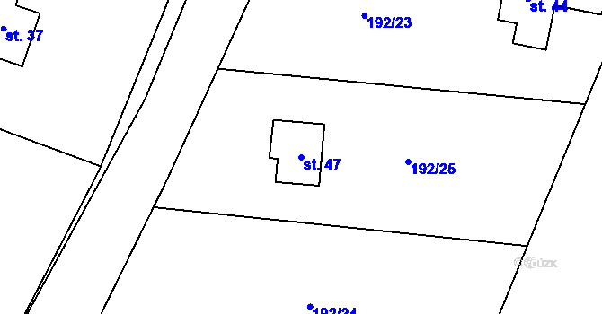 Parcela st. 47 v KÚ Podolí u Strakonic, Katastrální mapa