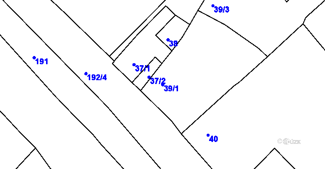 Parcela st. 39/1 v KÚ Droužkovice, Katastrální mapa