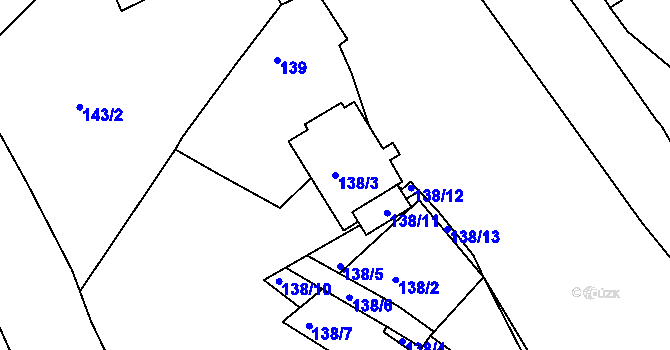 Parcela st. 138/3 v KÚ Droužkovice, Katastrální mapa