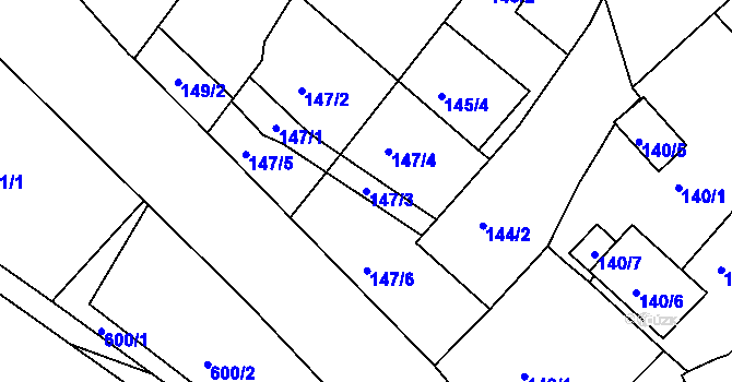 Parcela st. 147/3 v KÚ Droužkovice, Katastrální mapa