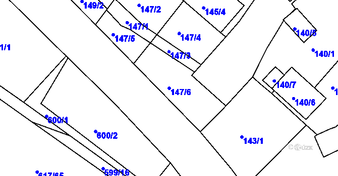 Parcela st. 147/6 v KÚ Droužkovice, Katastrální mapa