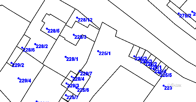 Parcela st. 225/1 v KÚ Droužkovice, Katastrální mapa