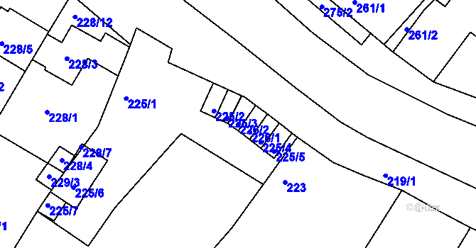 Parcela st. 226/2 v KÚ Droužkovice, Katastrální mapa
