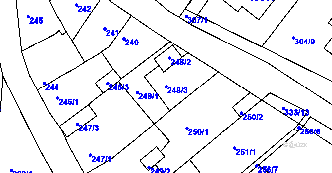 Parcela st. 248/3 v KÚ Droužkovice, Katastrální mapa
