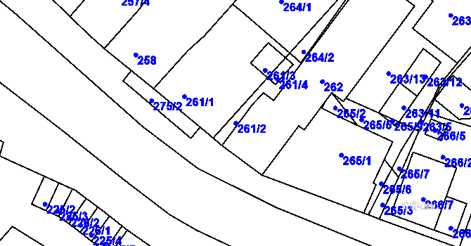 Parcela st. 261/2 v KÚ Droužkovice, Katastrální mapa