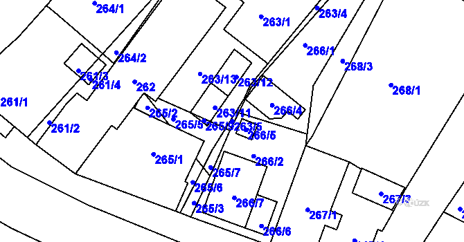 Parcela st. 263/5 v KÚ Droužkovice, Katastrální mapa