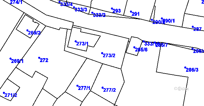 Parcela st. 273/2 v KÚ Droužkovice, Katastrální mapa
