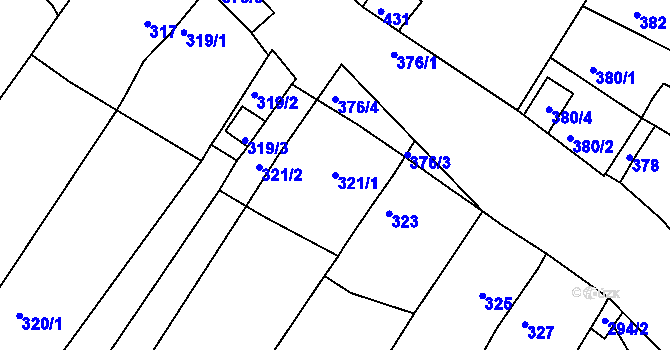 Parcela st. 321/1 v KÚ Droužkovice, Katastrální mapa