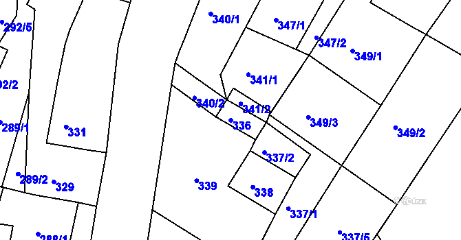Parcela st. 336 v KÚ Droužkovice, Katastrální mapa