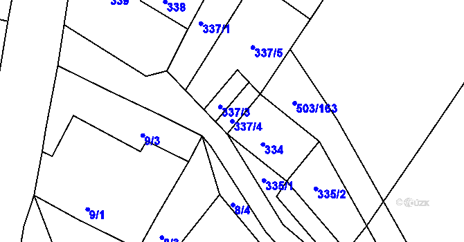 Parcela st. 337/4 v KÚ Droužkovice, Katastrální mapa
