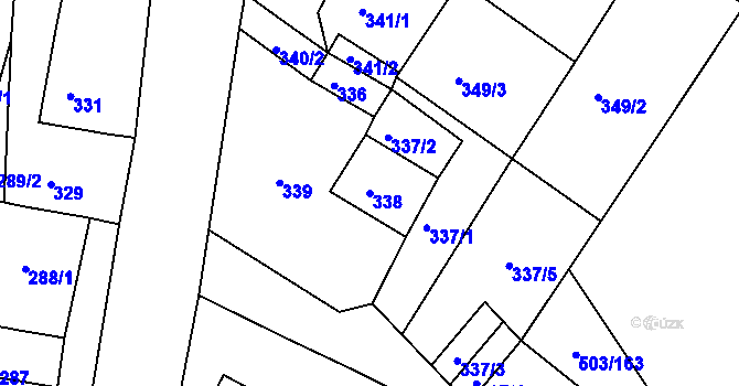 Parcela st. 338 v KÚ Droužkovice, Katastrální mapa