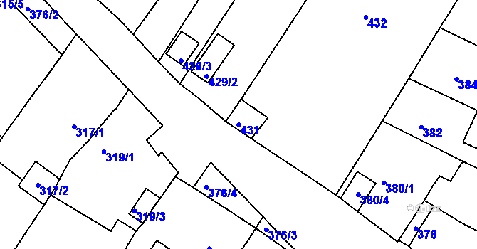 Parcela st. 431 v KÚ Droužkovice, Katastrální mapa