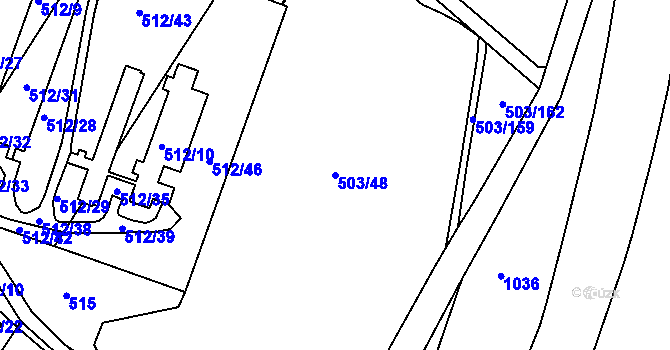 Parcela st. 503/48 v KÚ Droužkovice, Katastrální mapa