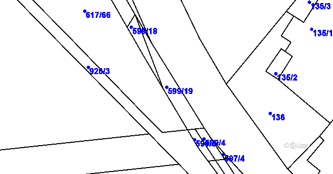 Parcela st. 599/19 v KÚ Droužkovice, Katastrální mapa