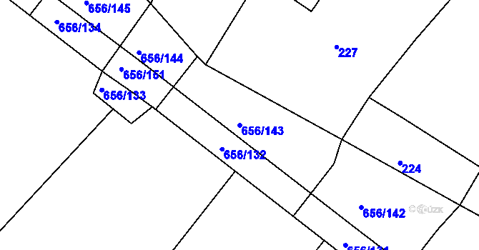 Parcela st. 656/143 v KÚ Droužkovice, Katastrální mapa